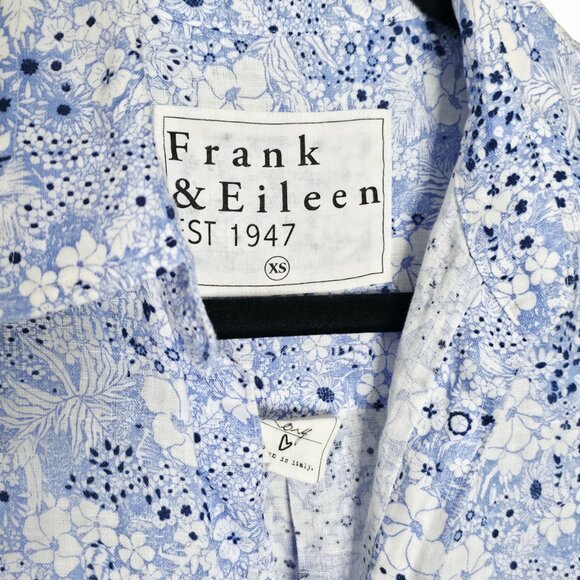 Frank & Eileen Rory Blue Floral Italian Linen Maxi Shirt Dress Size XS - Picture 4 of 8
